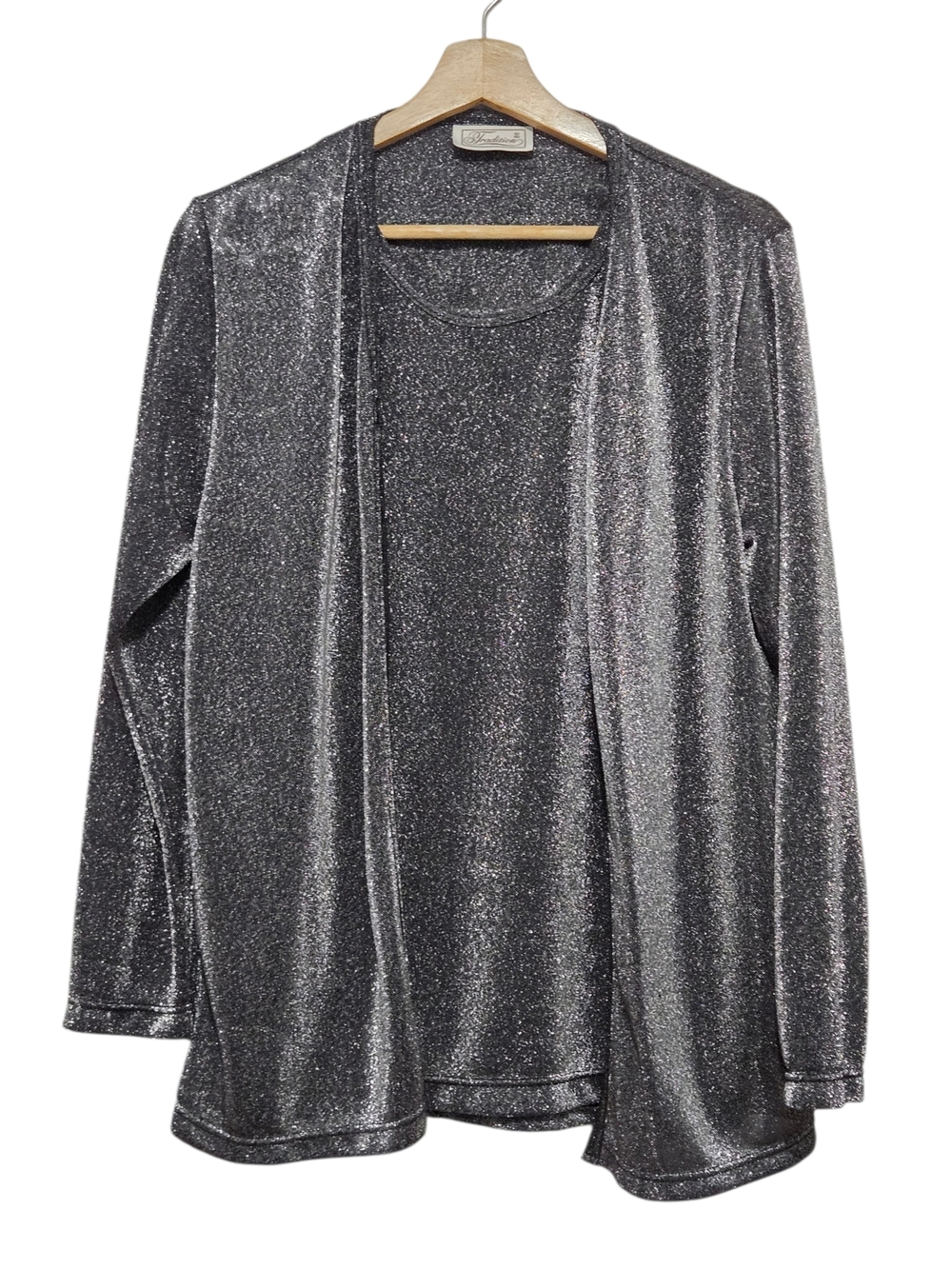 Vintage Tradition Black Metallic Knit Twin Set Cardigan  Size Small